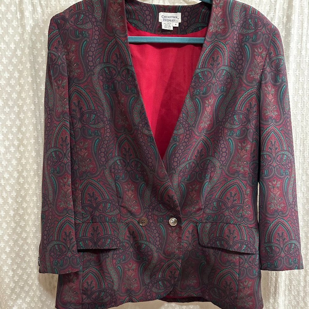 VINTAGE 100% SILK PAISLEY WOMENS BLAZER